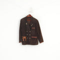 vintage Femmes 44 XL Veste Marron Cuir Daim Tyrol Trachten Épaulettes Blazer