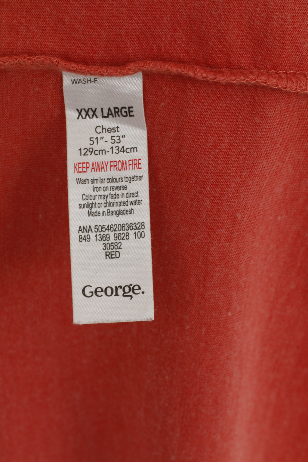 George hommes XXXL t-shirt brique orange graphique coton tenues décontractées Jersey Alabama haut