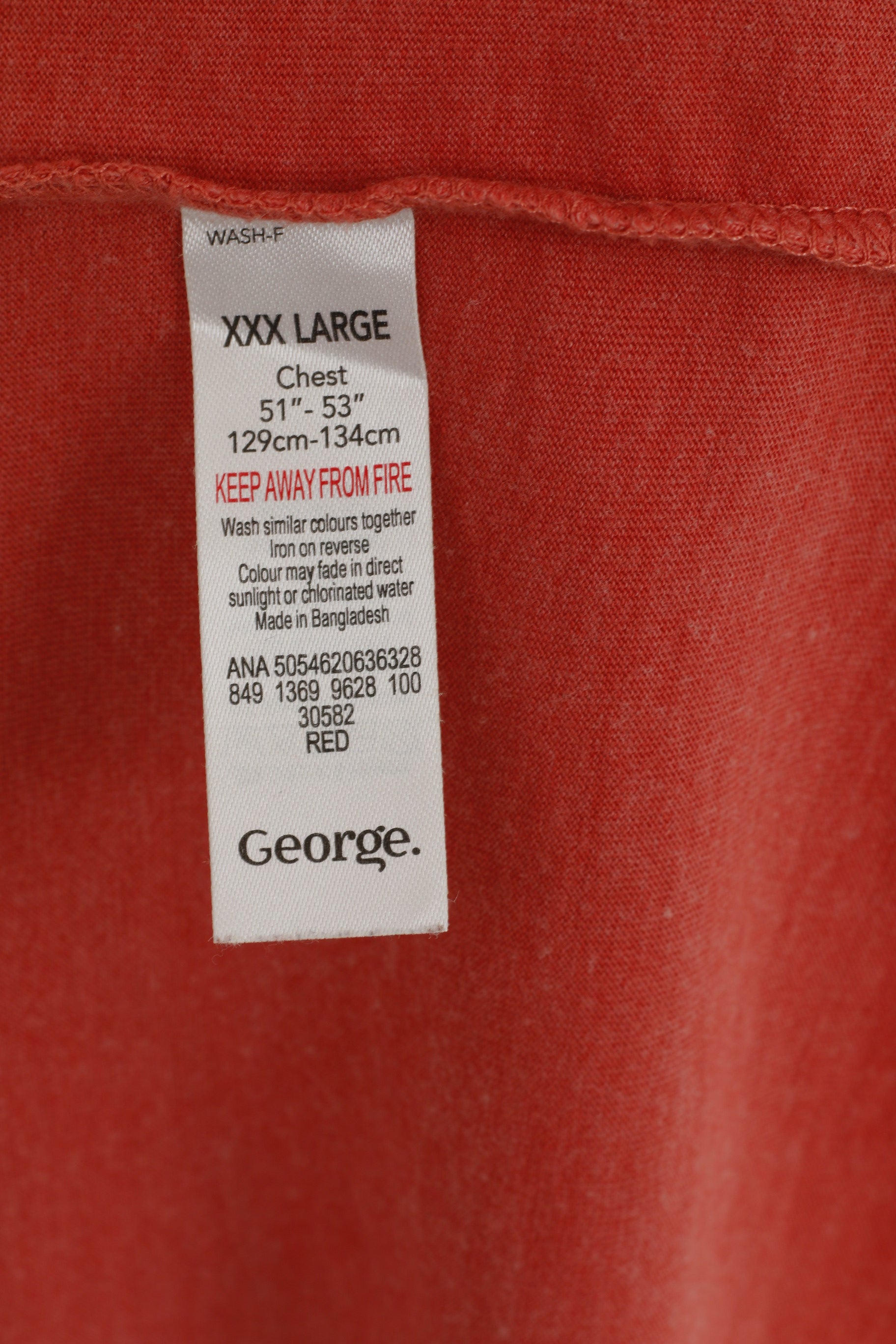 George hommes XXXL t-shirt brique orange graphique coton tenues décontractées Jersey Alabama haut