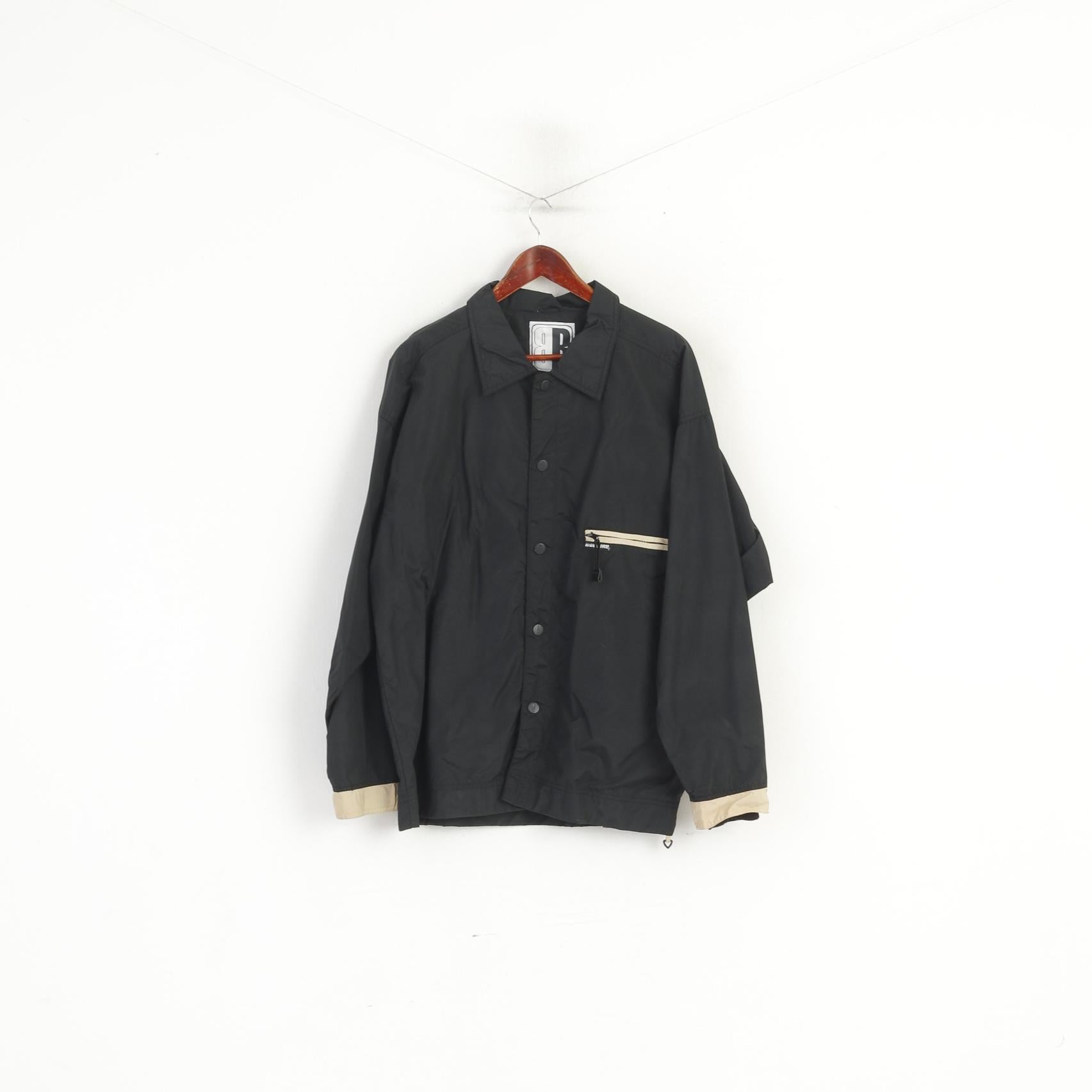 Bonfire Men M Veste en nylon noir léger boutons-pression haut classique