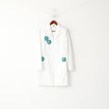 Benetton Femme 46 M Manteau Blanc Coton Fleurs Brodées Coton Élégant
