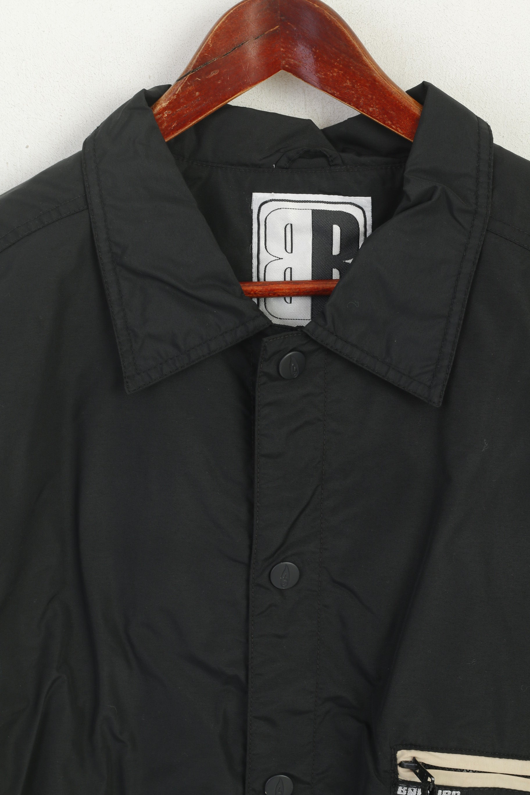 Bonfire Men M Veste en nylon noir léger boutons-pression haut classique