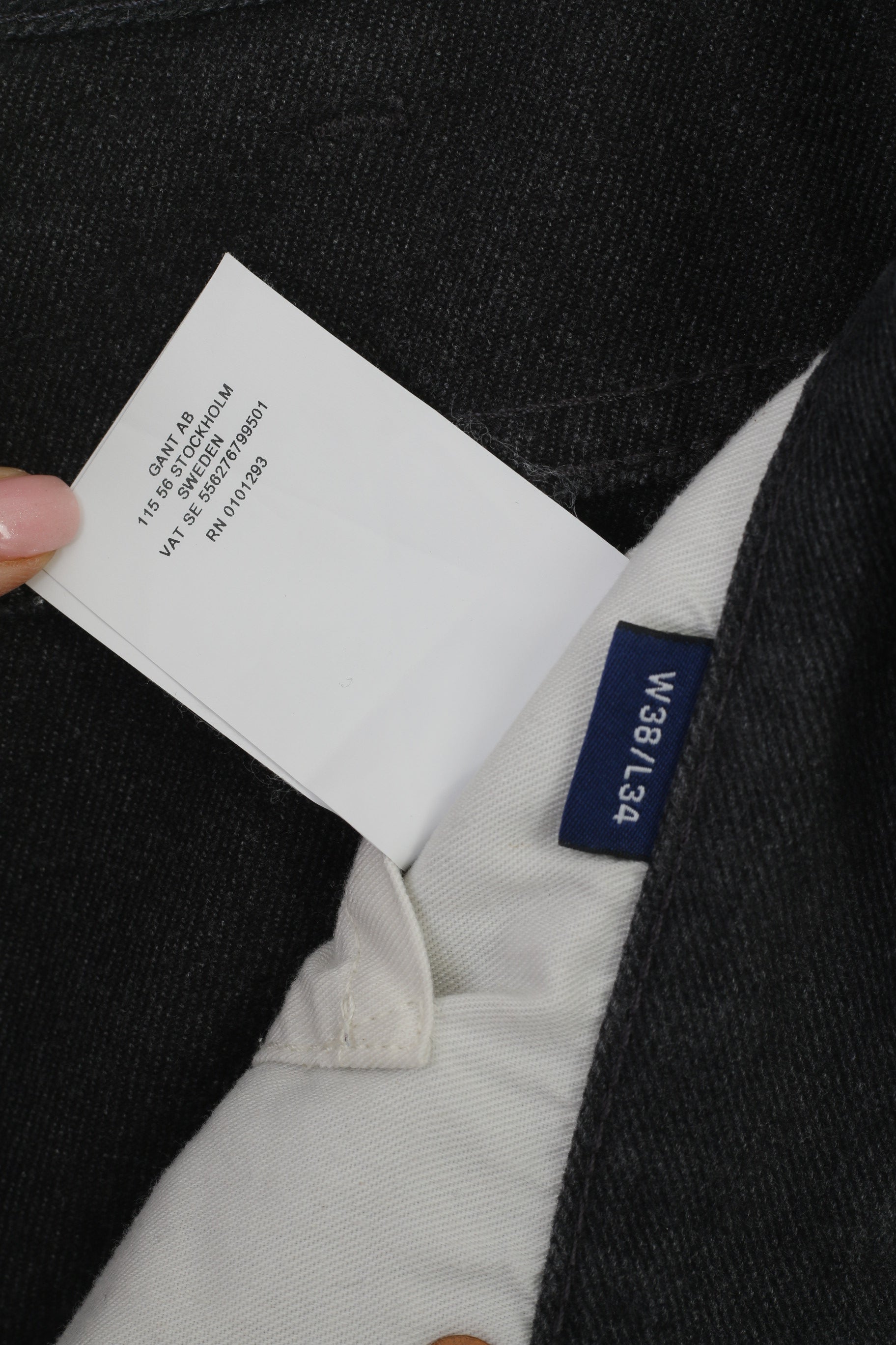 GANT Hommes 38 54 Pantalon Gris Coton Regular Droit Doux Long Pantalons Décontractés