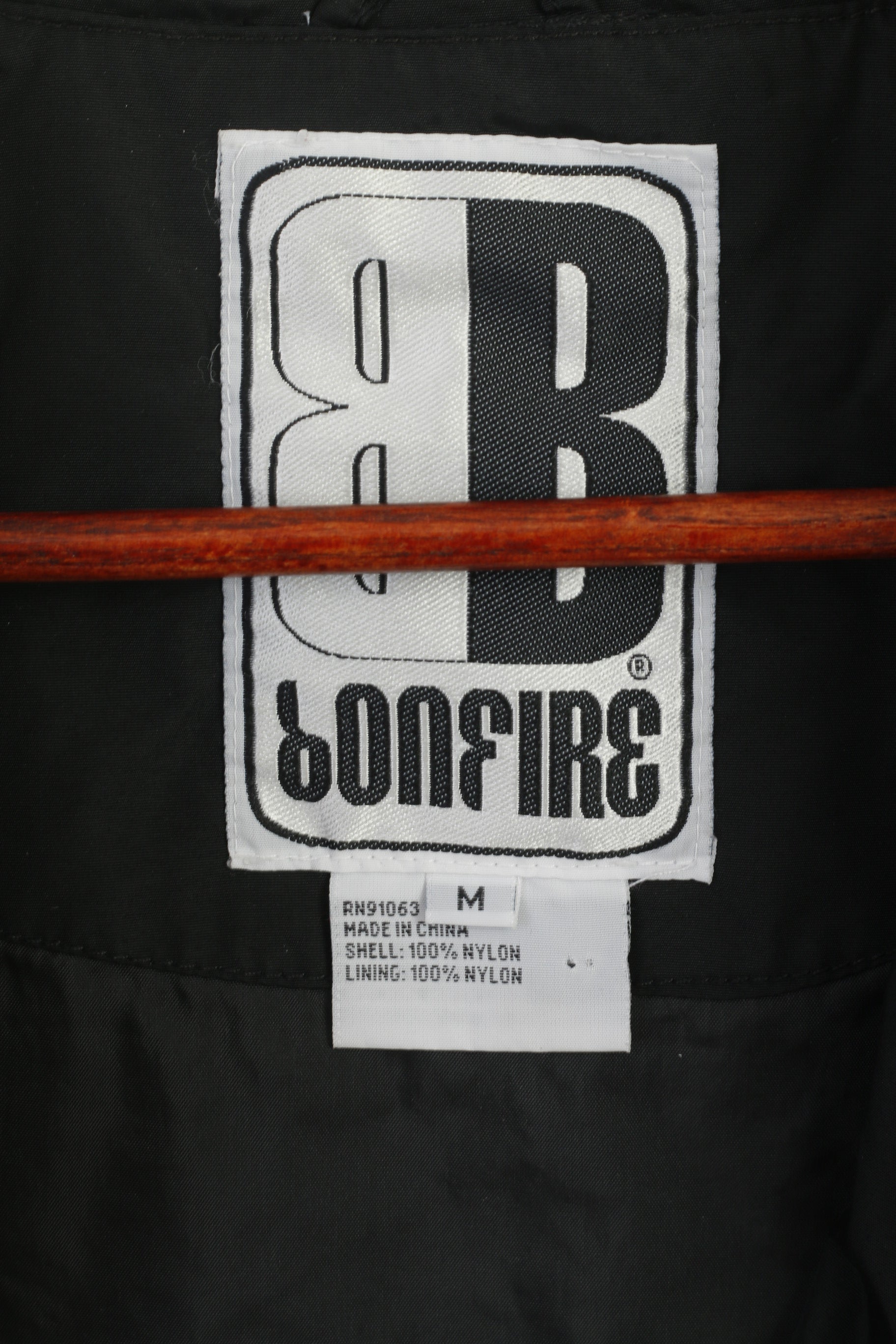 Bonfire Men M Veste en nylon noir léger boutons-pression haut classique