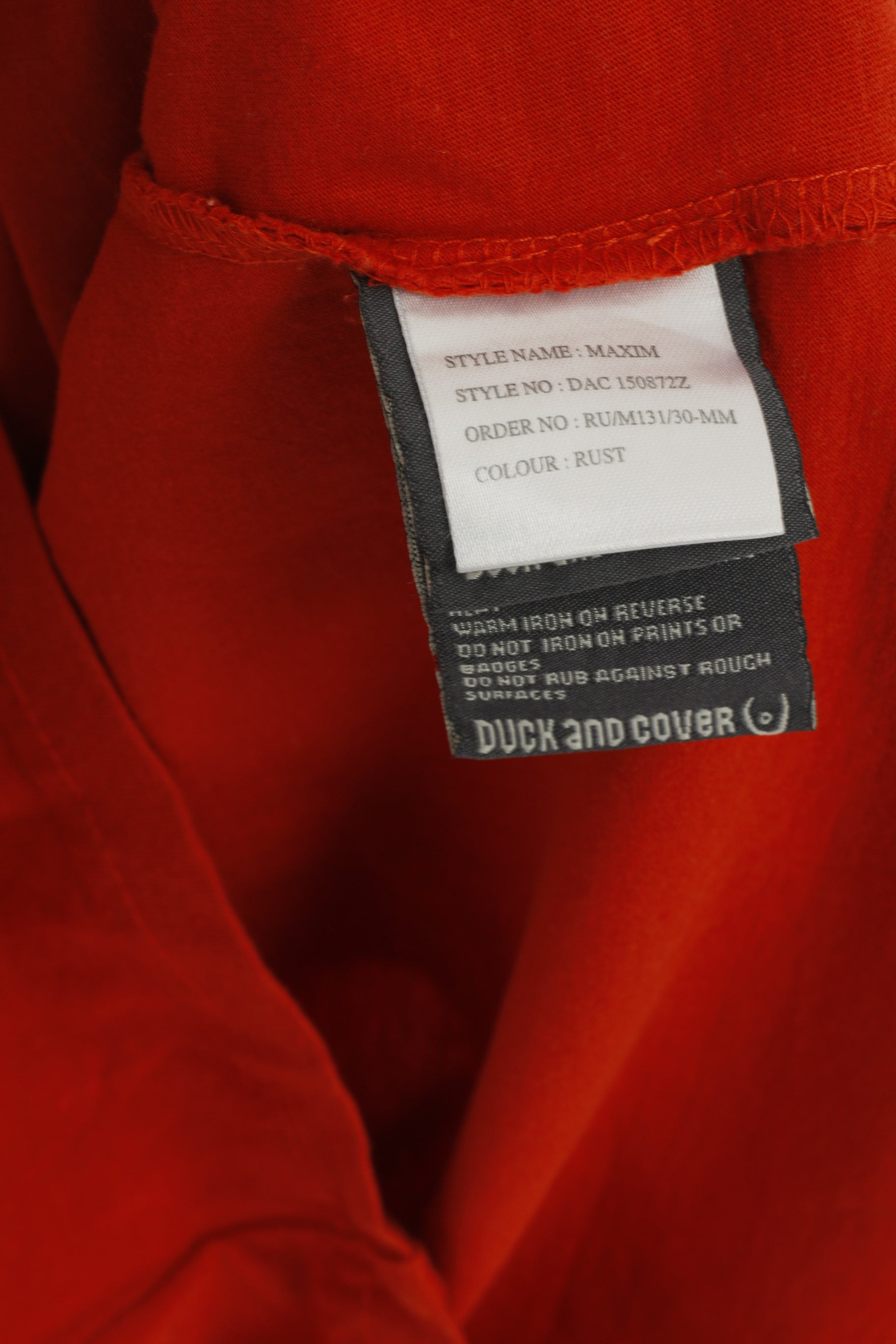 Duck And Cover Men XL T- Shirt Orange Cotton Crew Neck Classic Sport Top