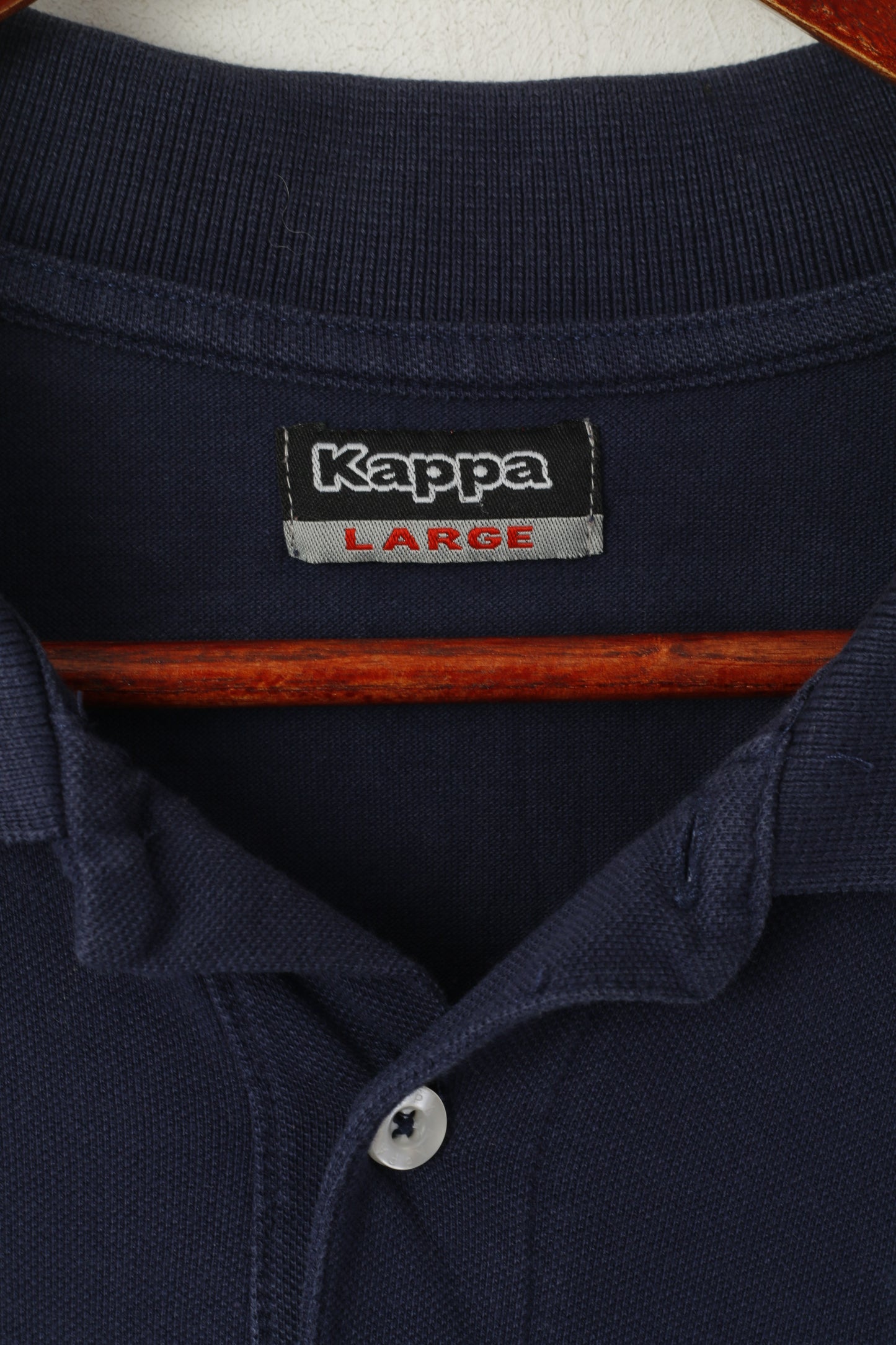 Polo Kappa da uomo L, top classico a maniche corte Victory Superior in cotone blu scuro