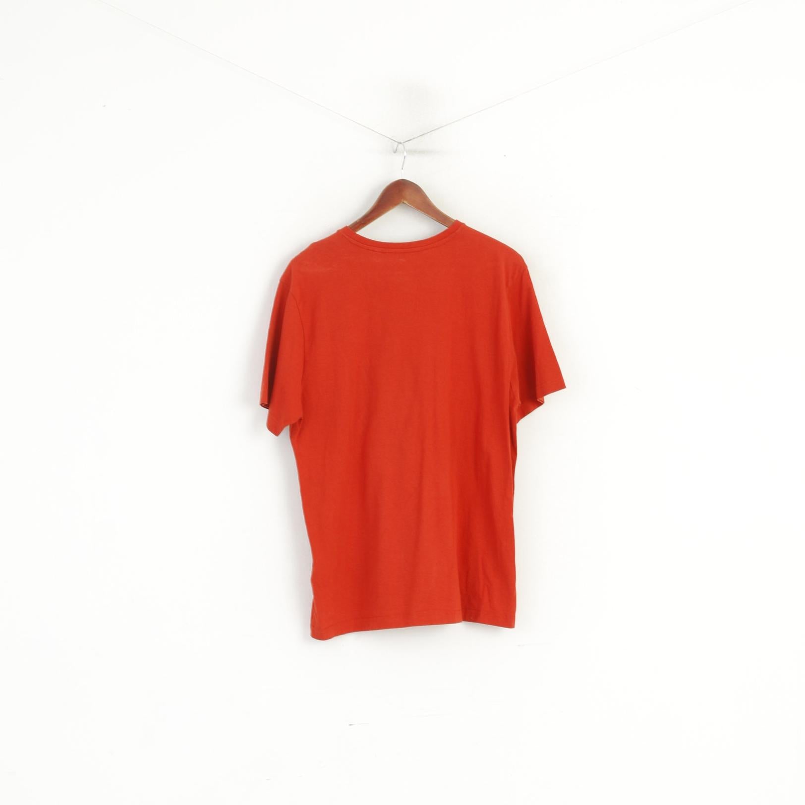 Duck And Cover Men XL T- Shirt Orange Cotton Crew Neck Classic Sport Top