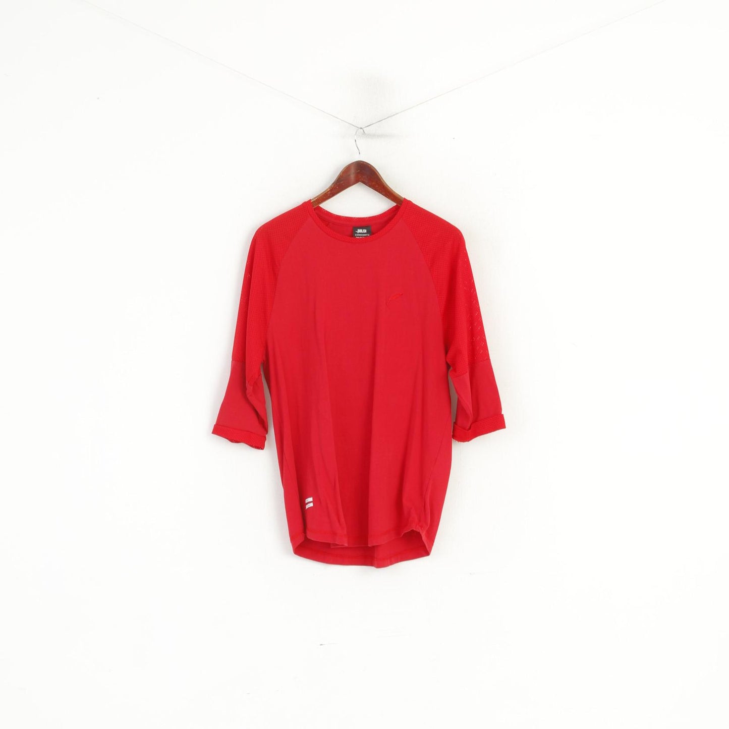 Publish Men L Shirt Red Cotton Mesh Sleeve Classic Plain Sport Top