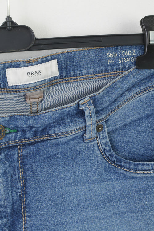 Brax Homme 38 Jeans Pantalon Bleu Denim Cadiz Droit Classique Nature Pantalon
