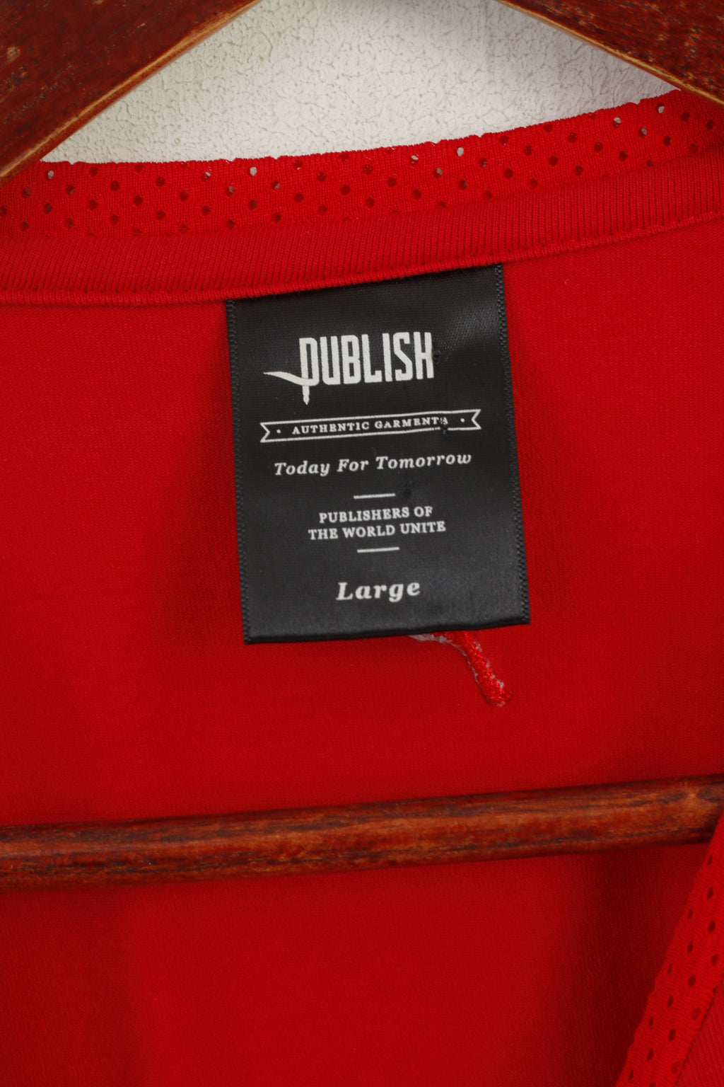 Publish Men L Shirt Red Cotton Mesh Sleeve Classic Plain Sport Top