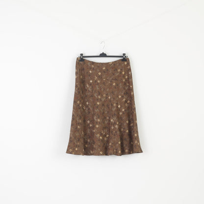 Alex & Co. Women 18 42 Skirt Brown Printed Panelled Midi Flare Vintage