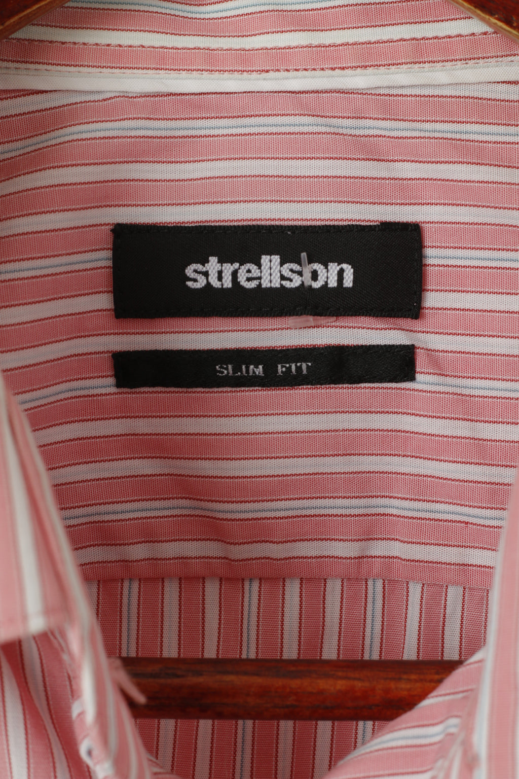 Strellson Men 41 16 M Casual Shirt Pink Striped Cotton Slim Fit Long Sleeve Top