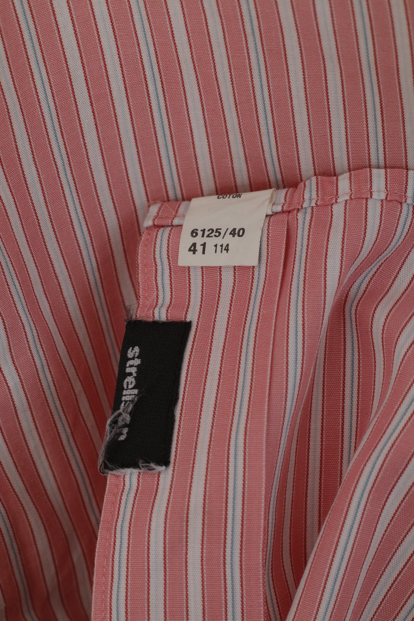 Strellson Men 41 16 M Casual Shirt Pink Striped Cotton Slim Fit Long Sleeve Top