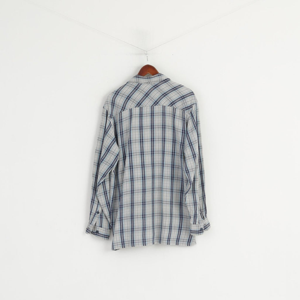 Levi's Men M (L) Casual Shirt Blue Check 100% Cotton Pocket Long Sleeve Top