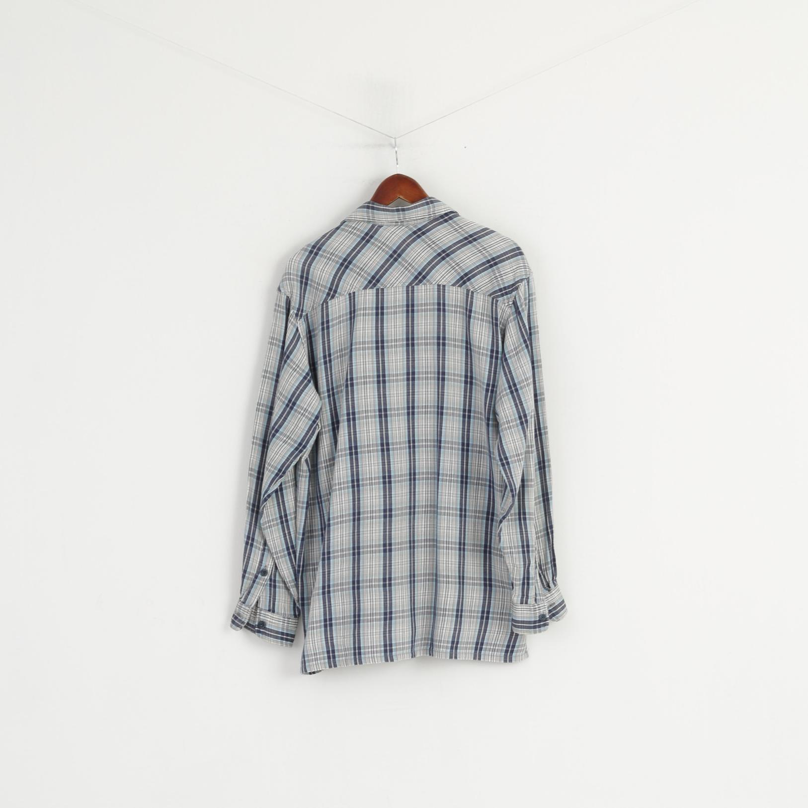 Levi's Men M (L) Casual Shirt Blue Check 100% Cotton Pocket Long Sleeve Top