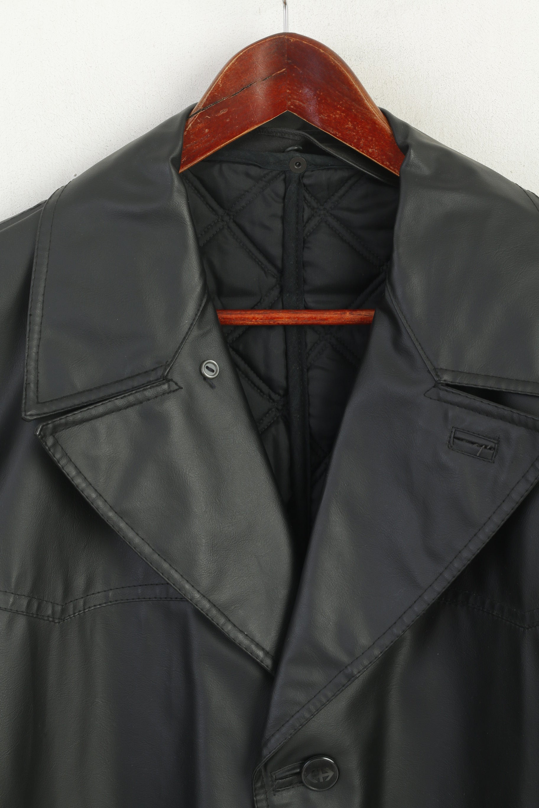 Risa Men 52 L Veste Noir Brillant Doublure Amovible Simple Boutonnage Swiss Made Top