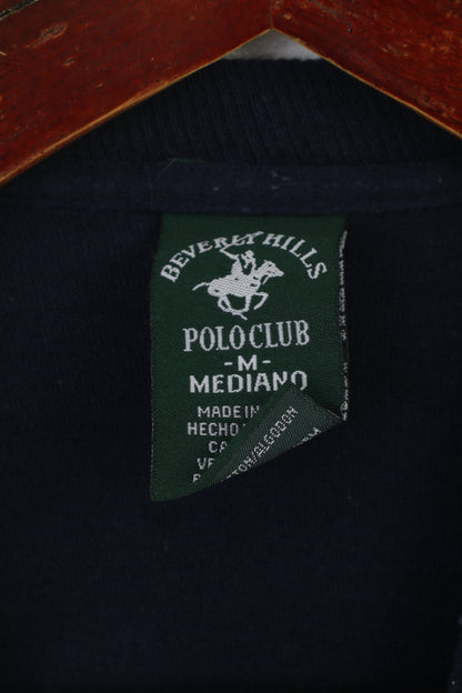 Beverly Hills Men M Shirt Navy Cotton Vintage Crew Neck Polo Club Summer Top