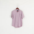 Ralph Lauren Men 16 L Casual Shirt Pink Check Button Down Collar Short Sleeve Top