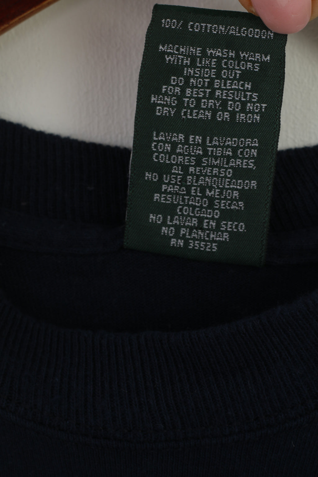 Beverly Hills Men M Shirt Navy Cotton Vintage Crew Neck Polo Club Summer Top