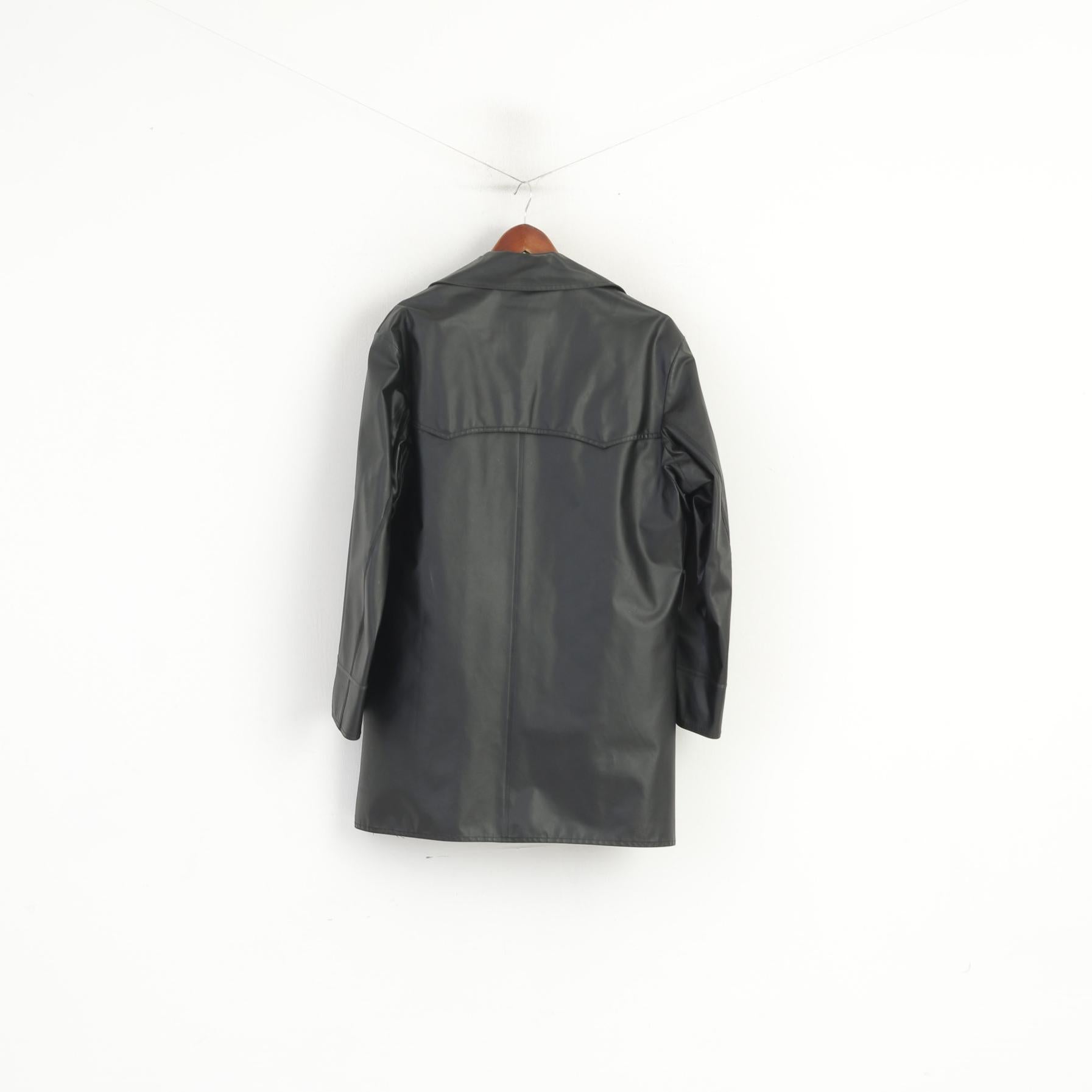 Risa Men 52 L Veste Noir Brillant Doublure Amovible Simple Boutonnage Swiss Made Top