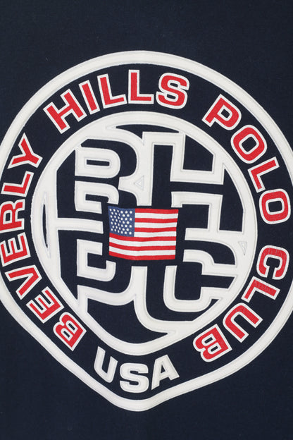 Beverly Hills Men M Shirt Navy Cotton Vintage Crew Neck Polo Club Summer Top