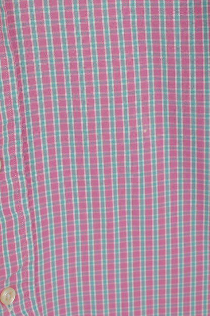 Ralph Lauren Chemise décontractée pour homme 16 L à carreaux roses avec col boutonné et manches courtes