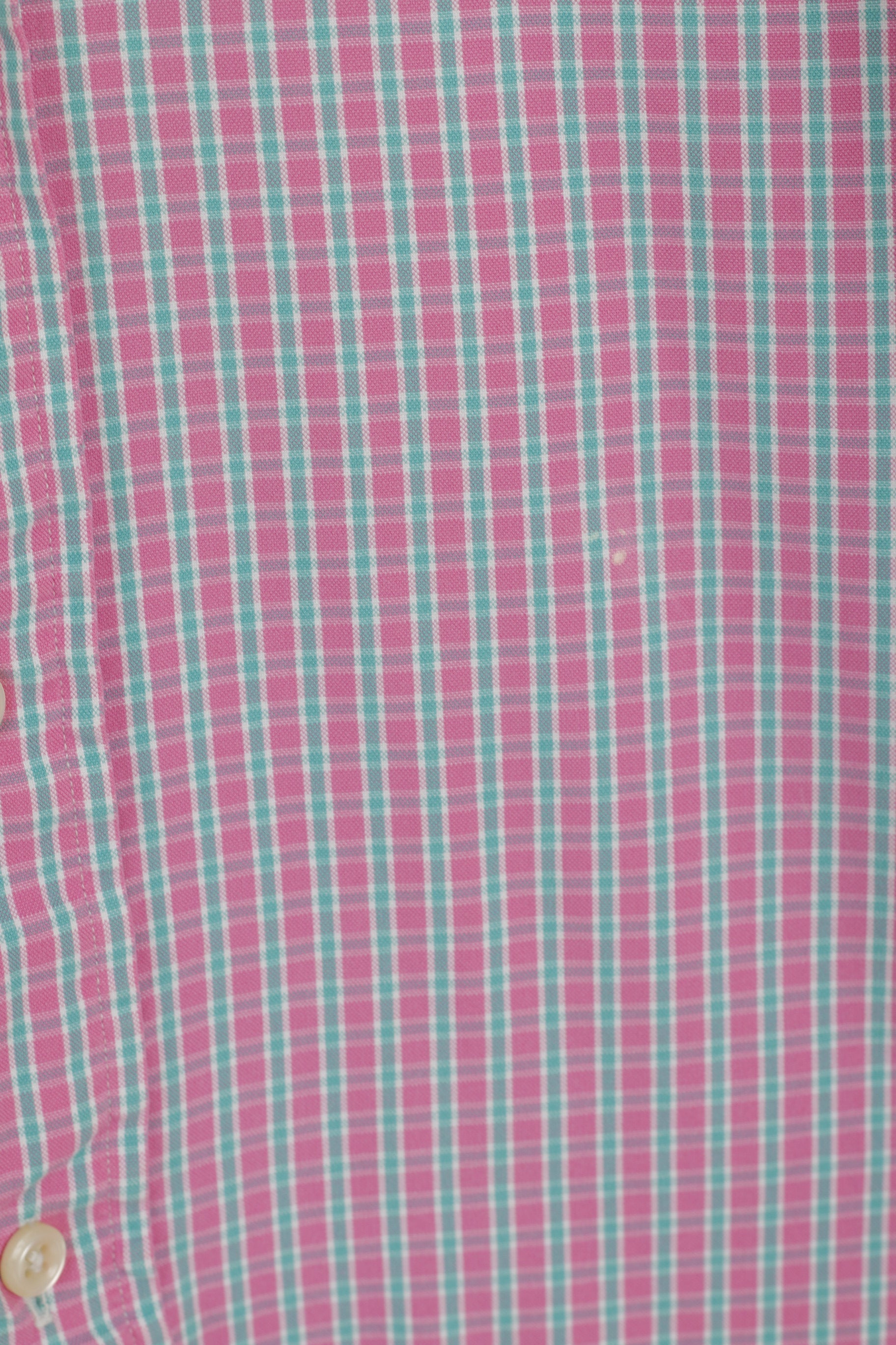 Ralph Lauren Camicia casual da uomo 16 L. Top a maniche corte con colletto button down a quadri rosa