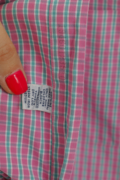 Ralph Lauren Chemise décontractée pour homme 16 L à carreaux roses avec col boutonné et manches courtes