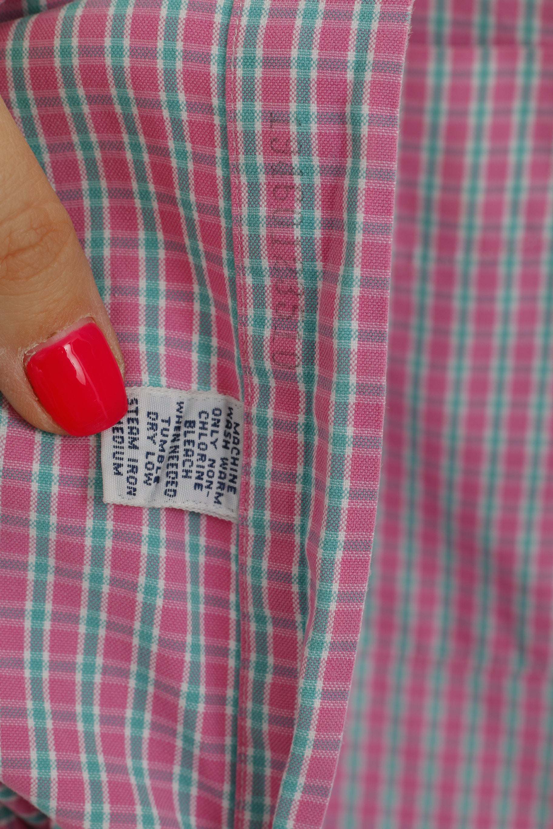 Ralph Lauren Camicia casual da uomo 16 L. Top a maniche corte con colletto button down a quadri rosa