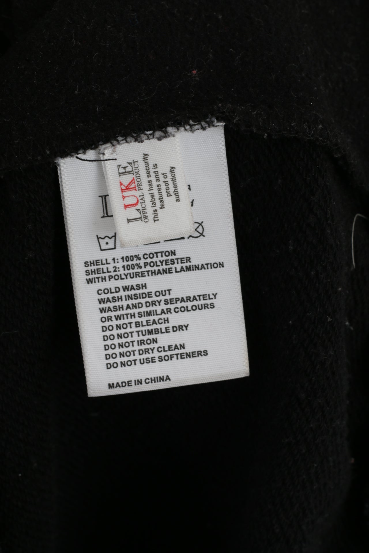 Luke 1977 Men M Sweatshirt Black Cotton Front Lamination Premium Top