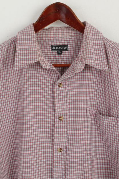 GAUPA Camicia casual da uomo XL Top a maniche lunghe con tasca esterna in cotone a quadri rossi