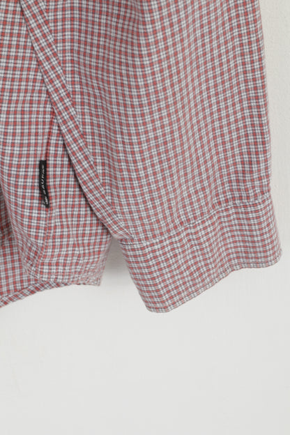 GAUPA Chemise décontractée XL pour homme en coton à carreaux rouges avec poche extérieure à manches longues