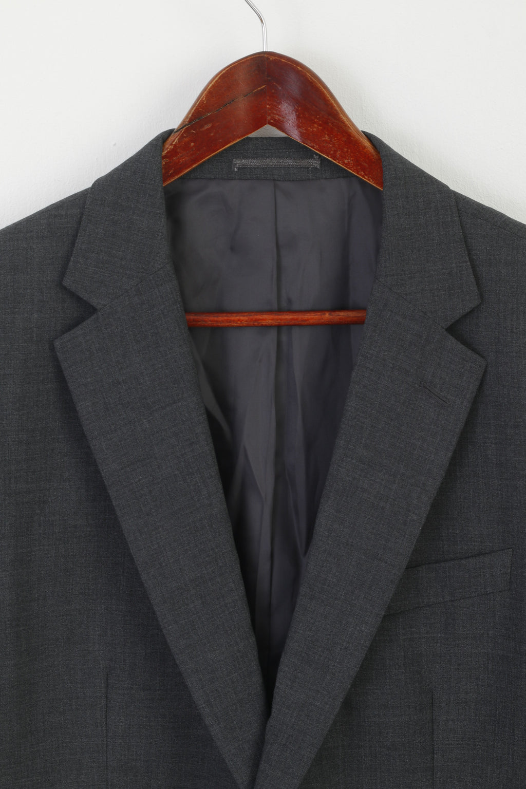 Jaeger Men 42 Blazer Charcoal Wool Mayfair Single Breasted Shoulder Pads Jacket