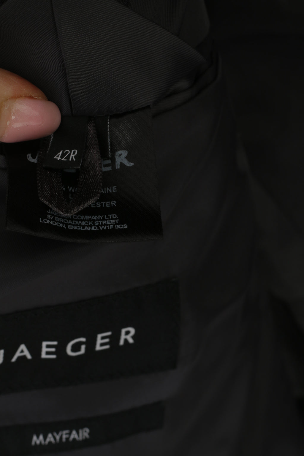 Jaeger Men 42 Blazer Charcoal Wool Mayfair Single Breasted Shoulder Pads Jacket