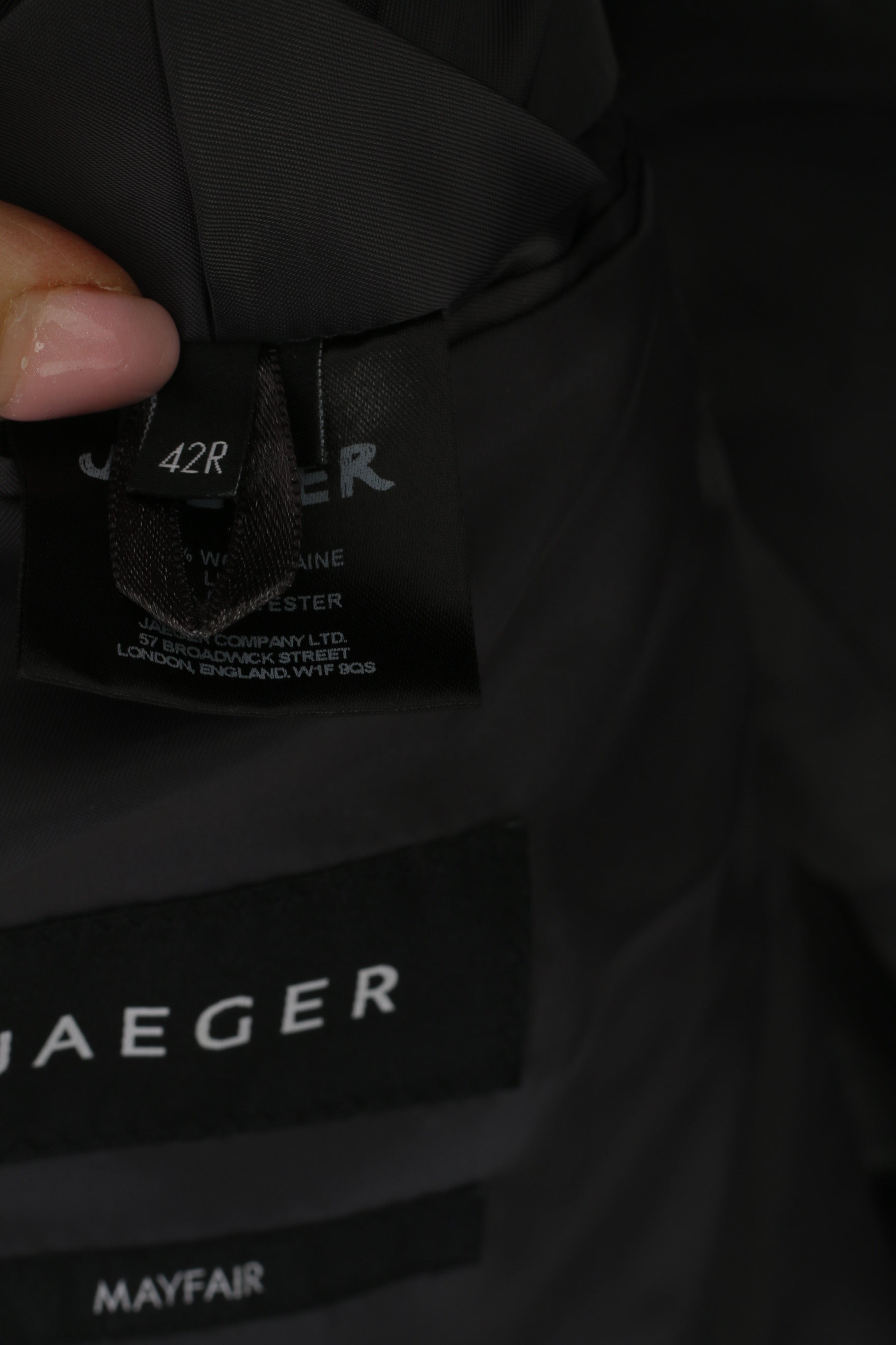 Jaeger Men 42 Blazer Charcoal Wool Mayfair Single Breasted Shoulder Pads Jacket