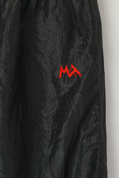 Mytex Pantalon de survêtement XL pour homme Noir brillant Oldschool Zip Leg 100 % nylon Pantalon d'entraînement de sport