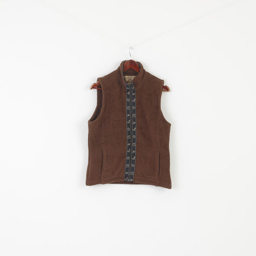 Bit & Bridle Women L Waistcoat Brown Fleece Bodywarmer Horse Riding Vest