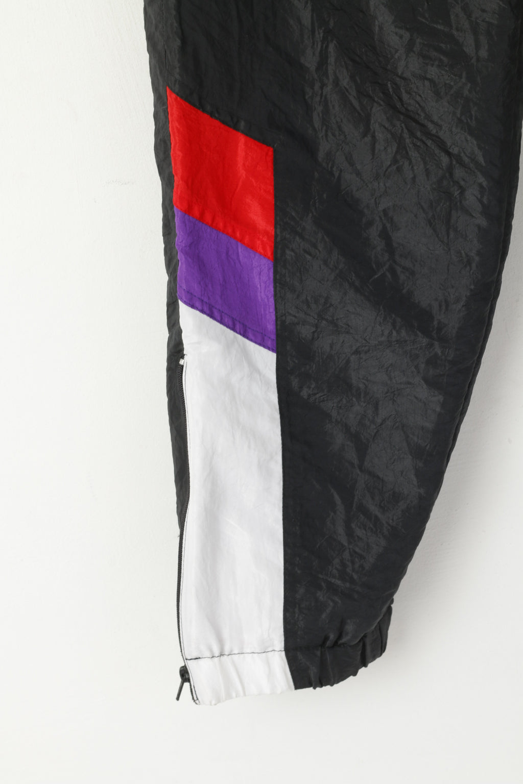Mytex Pantalon de survêtement XL pour homme Noir brillant Oldschool Zip Leg 100 % nylon Pantalon d'entraînement de sport