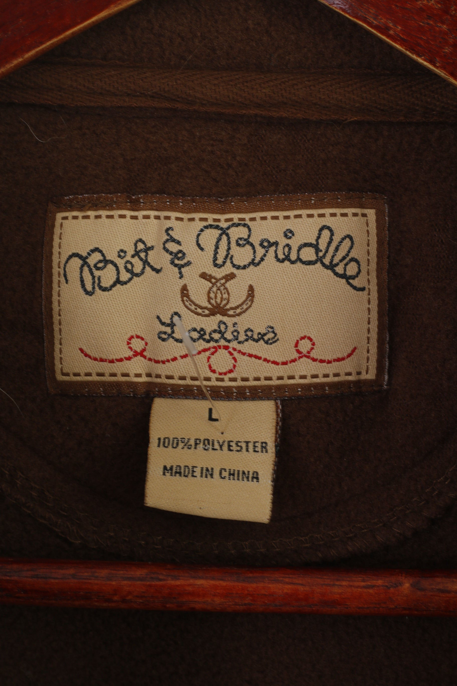 Bit & Bridle Women L Waistcoat Brown Fleece Bodywarmer Horse Riding Vest