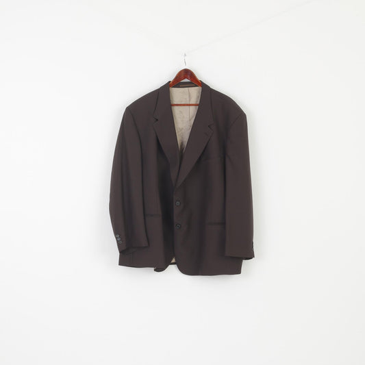 Hugo James Premier Collection Men 58 Blazer Brown Wool Single Breasted Jacket