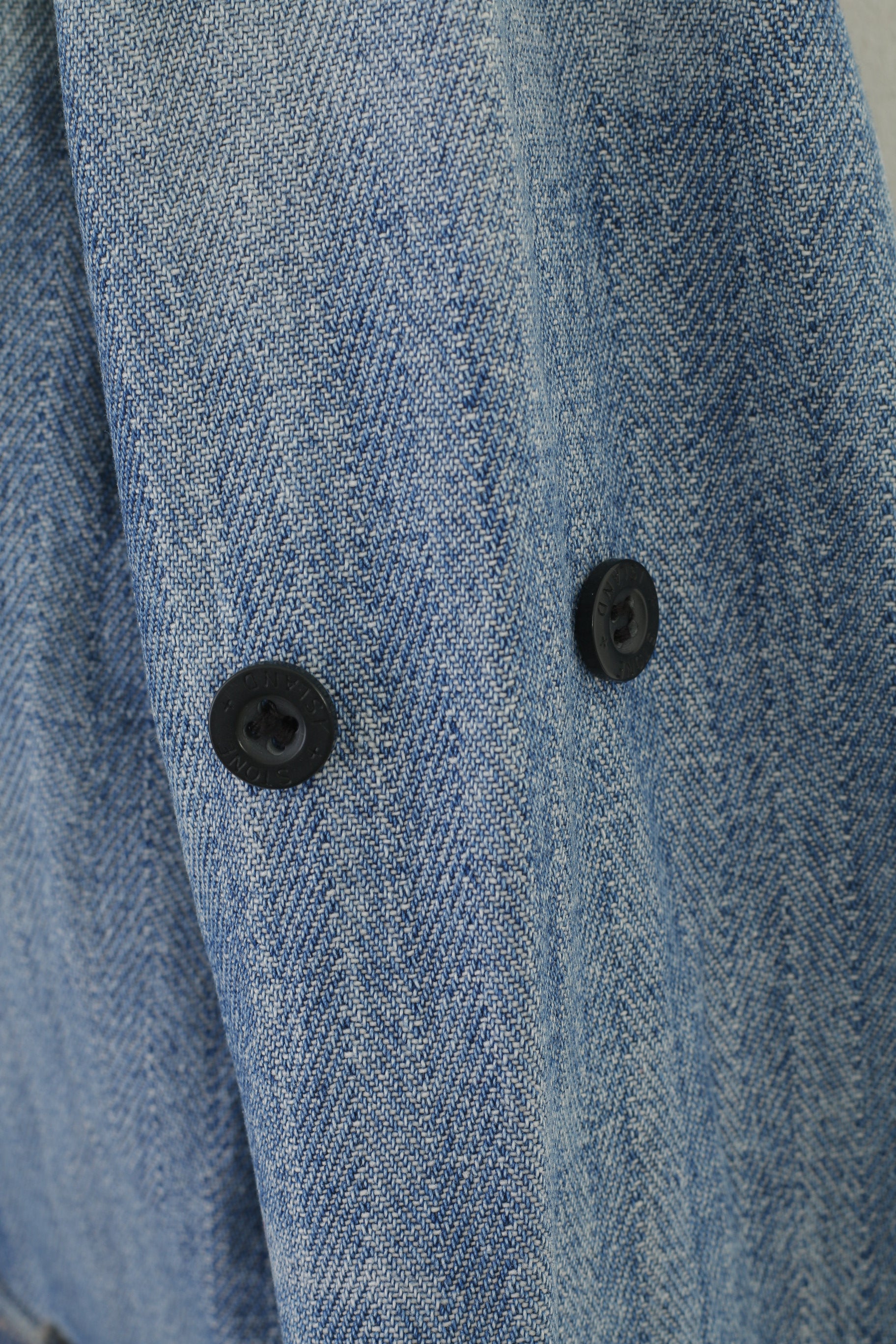 Stone Island Men M Denim Jacket Blue Vintage Cotton Wash Jeans Top