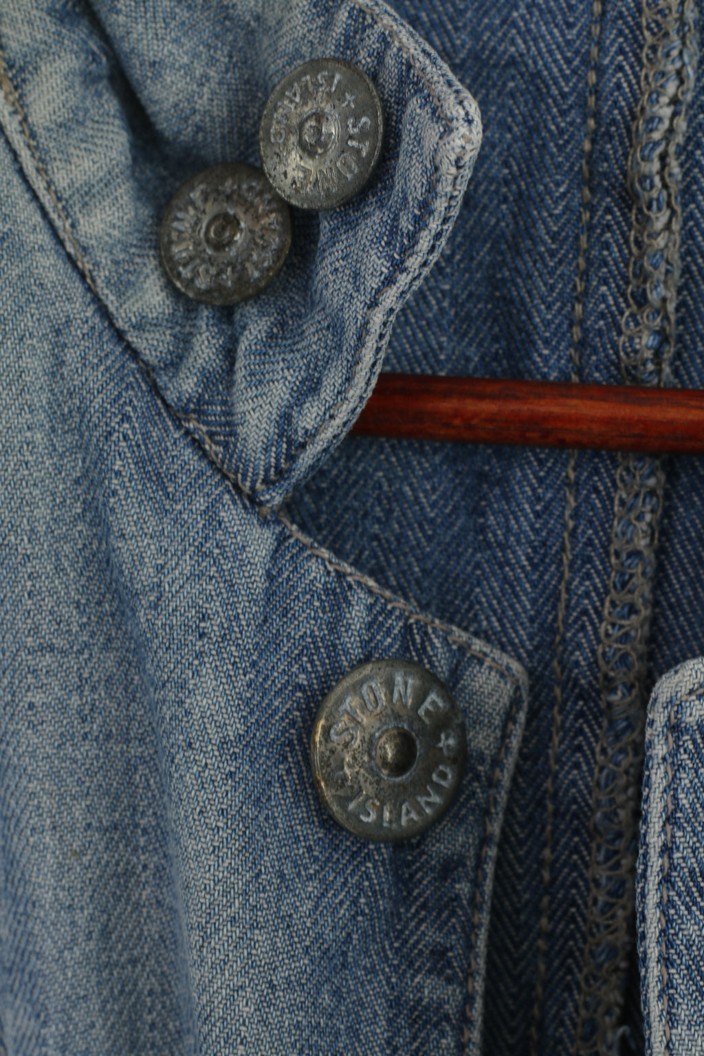 Stone Island Men M Denim Jacket Blue Vintage Cotton Wash Jeans Top