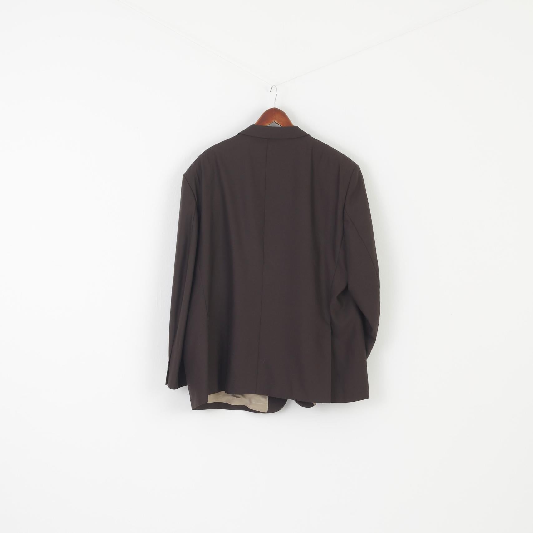 Hugo James Premier Collection Hommes 58 Blazer Veste à simple boutonnage en laine marron