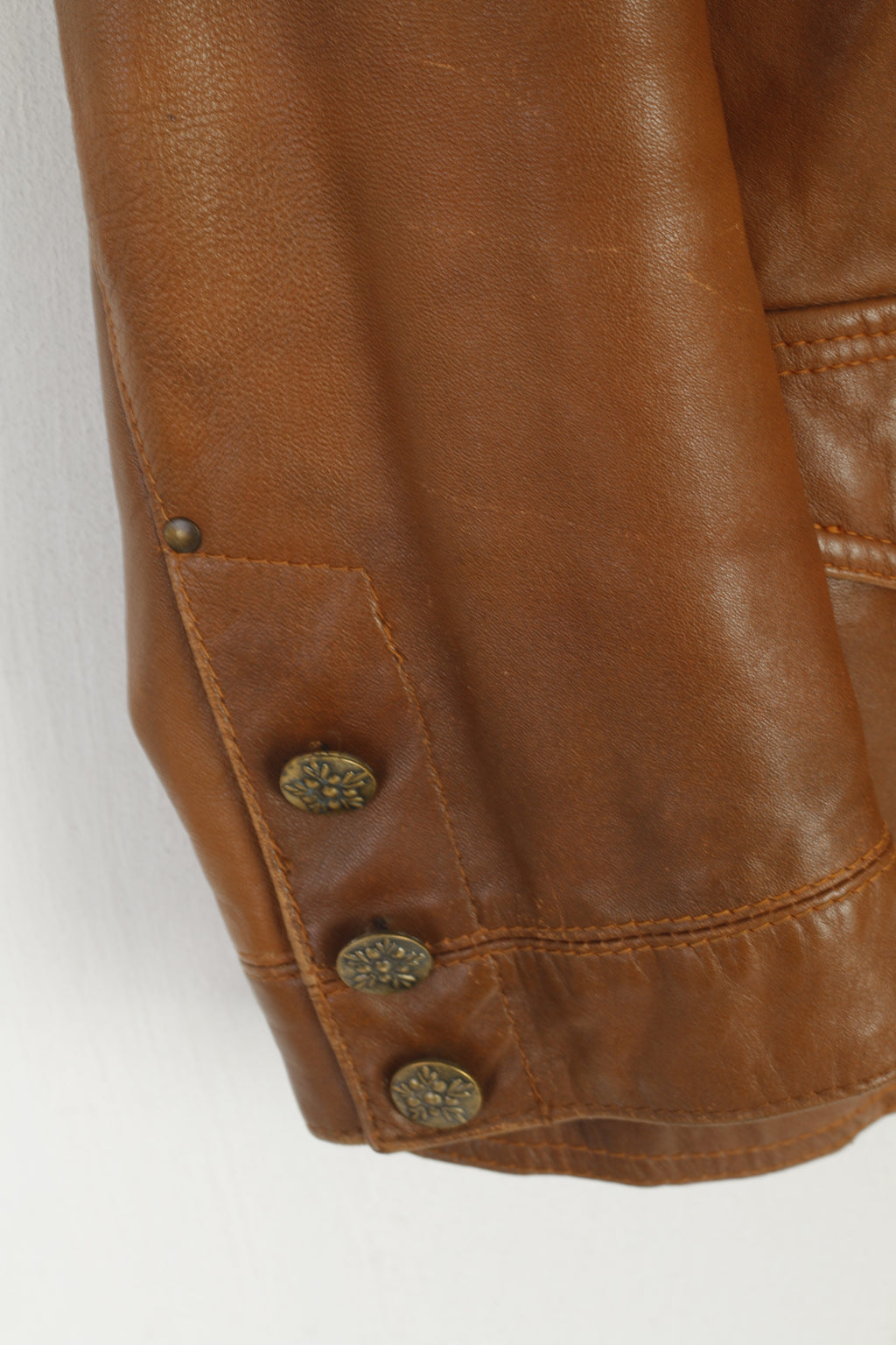 Lapel Women XL (L) Jacket Camel Leather Western Vintage Single Breasted Blazer