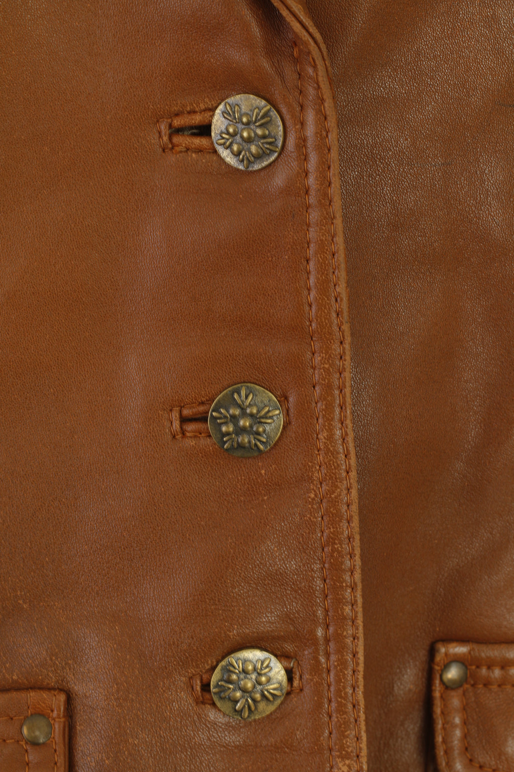 Lapel Women XL (L) Jacket Camel Leather Western Vintage Single Breasted Blazer