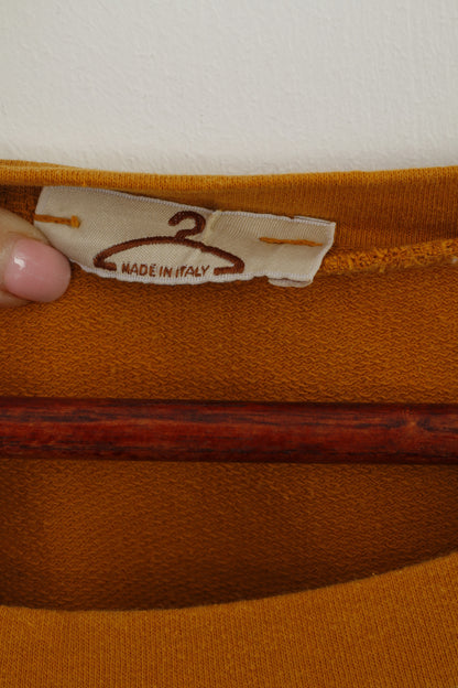 Camicetta da donna M di manifattura italiana Felpa con cambio grafico in cotone mustar elasticizzato