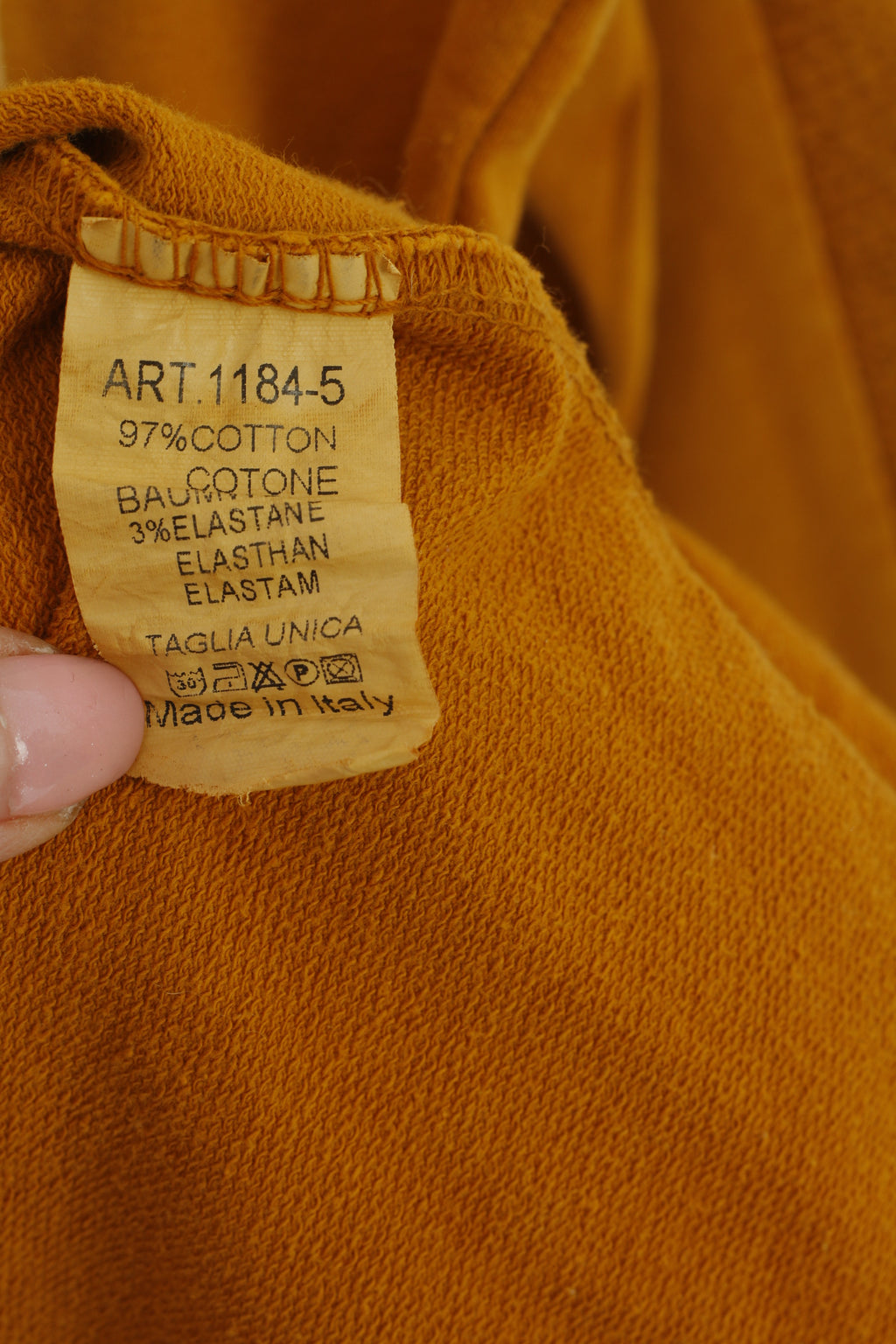 Made in Italy Women M Blouse Mustar Cotton Stretch Graphic Change Sweatshirt