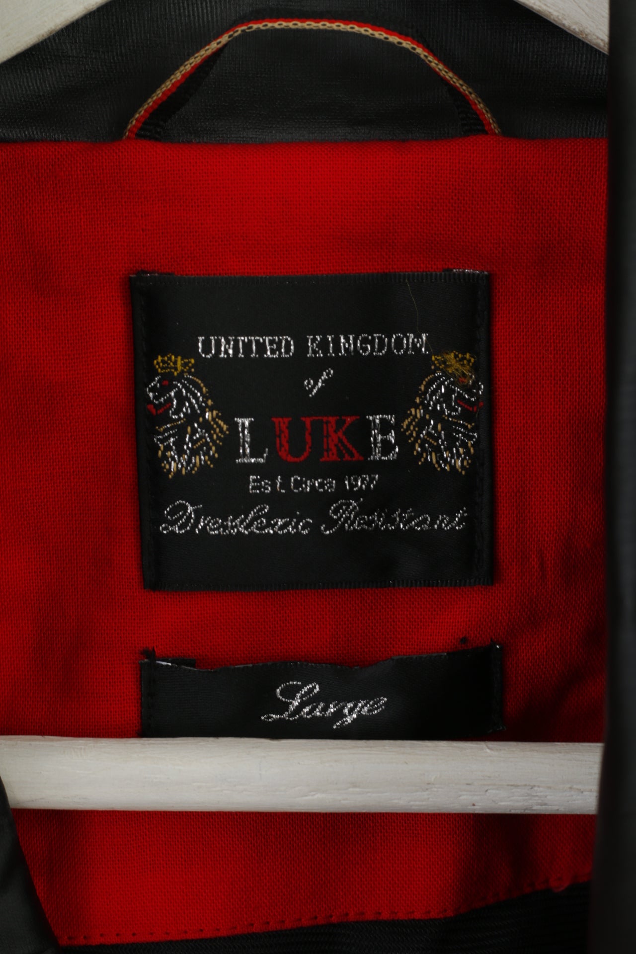 Luke 1977 Veste L (M) pour homme en nylon noir imperméable classique léger