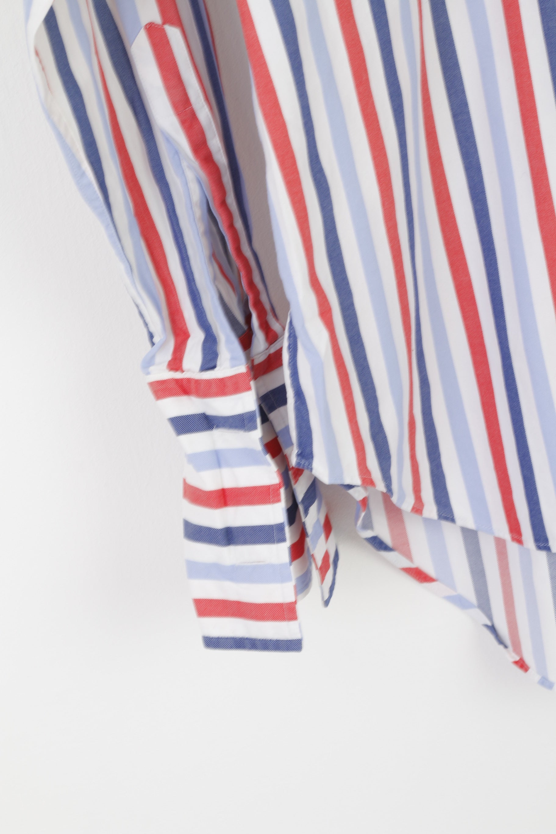 TM Lewin Luxury Men XL 16.5 36 Casual Shirt Blue Striped Cotton Cufflinks Ling Sleeve Top