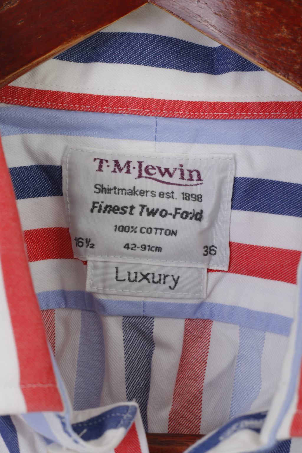 TM Lewin Luxury Men XL 16.5 36 Casual Shirt Blue Striped Cotton Cufflinks Ling Sleeve Top